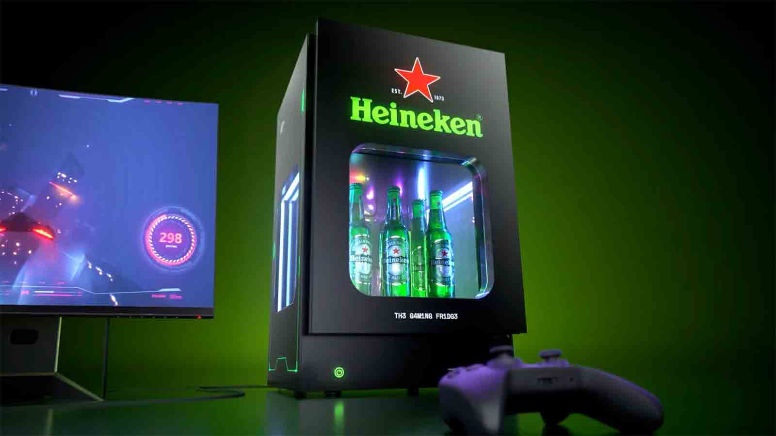 A Gaming PC With A Beer Fridge Integrated In It Has Been Created By Heineken
