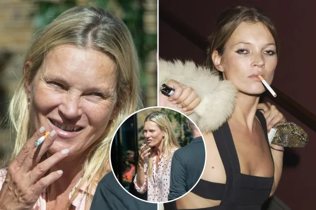 Kate Moss Becomes Unrecognizable As She Smokes A Cigarette At A Family Lunch